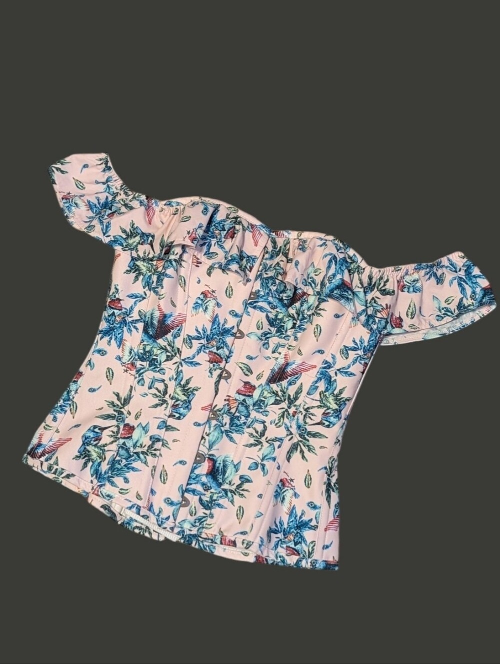 Corset Story Birds of Paradise Off Shoulder Ruffle Sleeve Top UK10